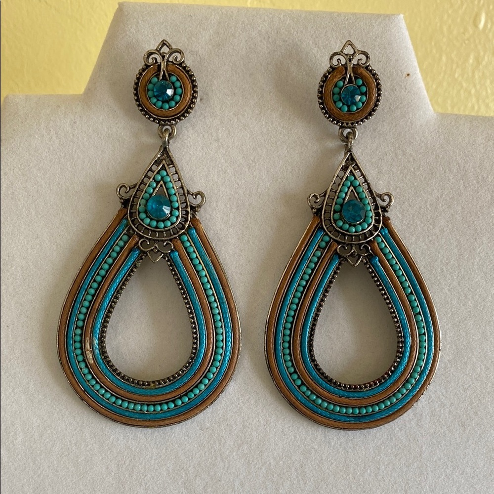 Turquoise and Silver Dangle Earrings
